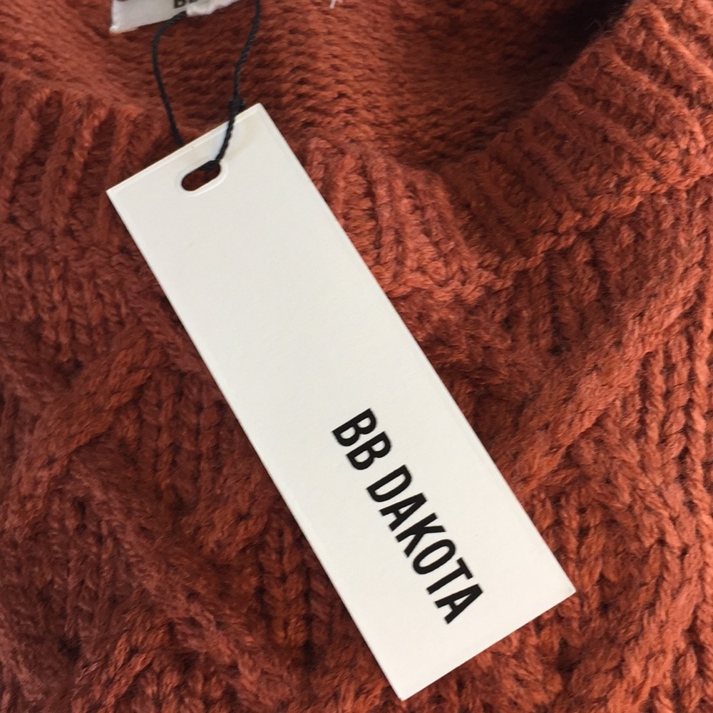 NWT BB DAKOTA Retro Active Cable Knit Sweater Rust - Picture 15 of 15